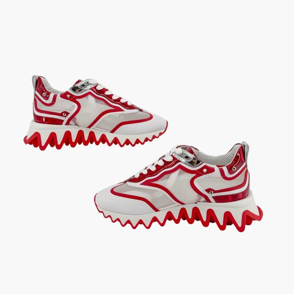 Christian Louboutin Sharkina Mesh Sneakers Size 37 US 7 White Red Loubishark 49 - Picture 11 of 15